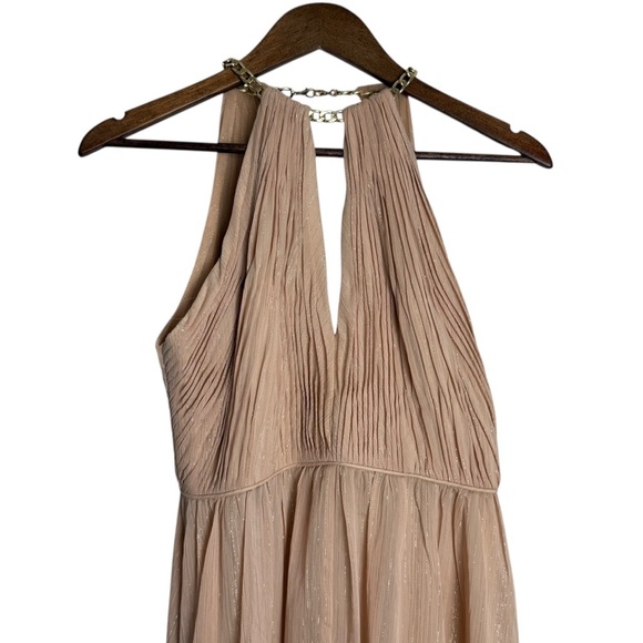 Mac Duggal Nude Beige Formal Floor Length Halter Chain Neck Dress 55822 Size 2 - Picture 3 of 14